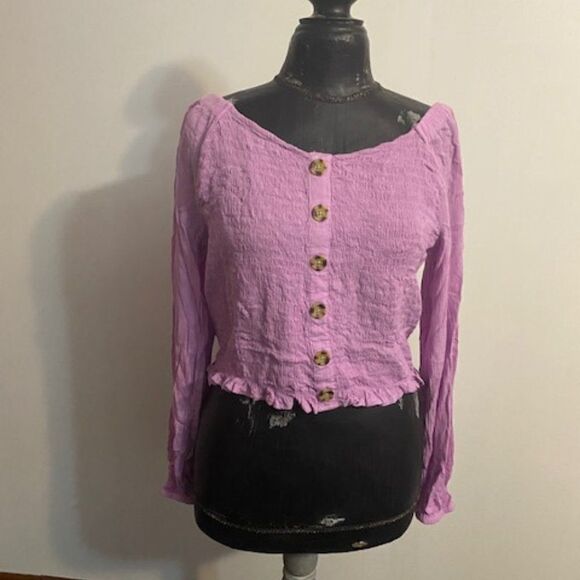 Arizona Jean Co Lavender off the shoulder crop top, size XL Large - Picture 1 of 3